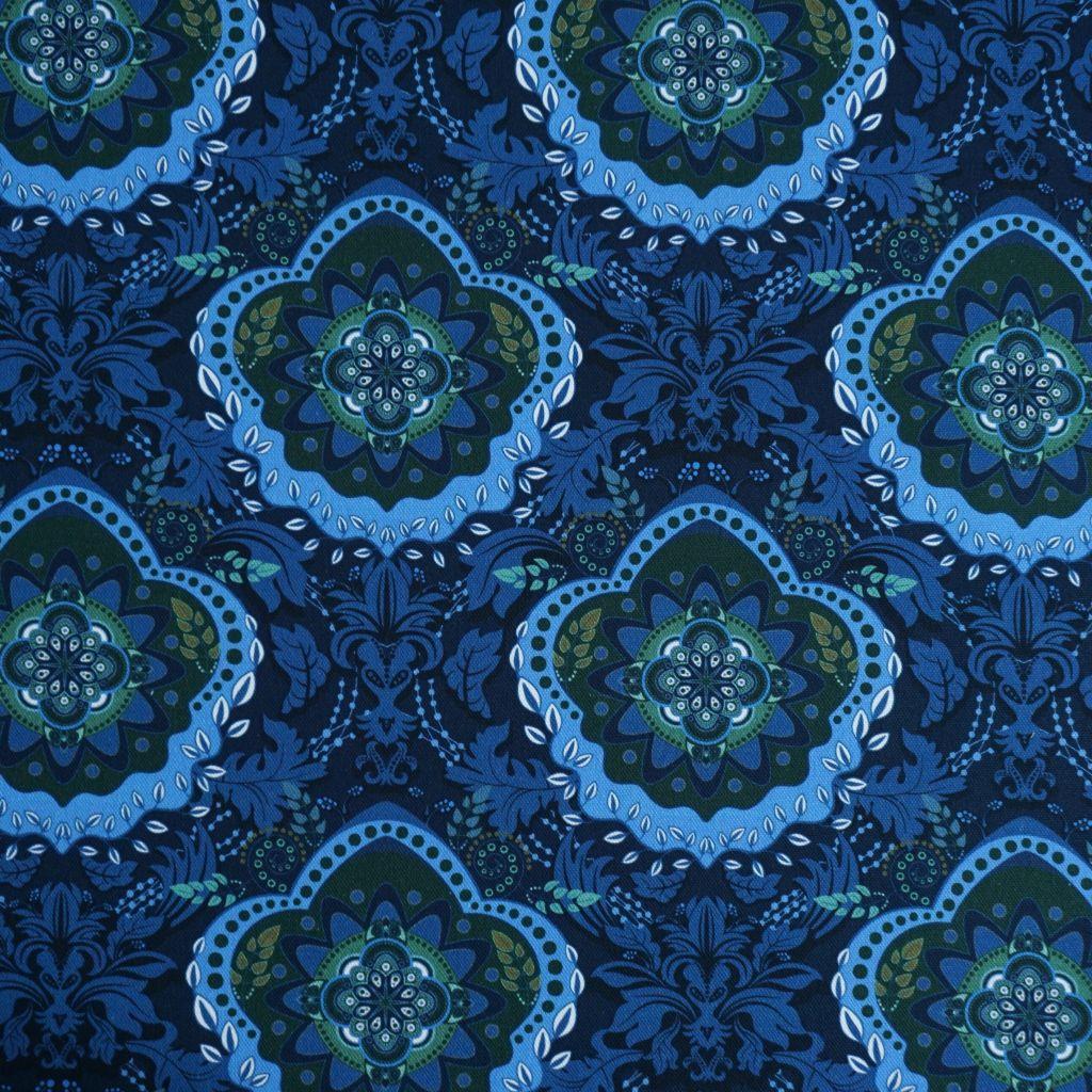 Dekostoff Canvas Mandala blau